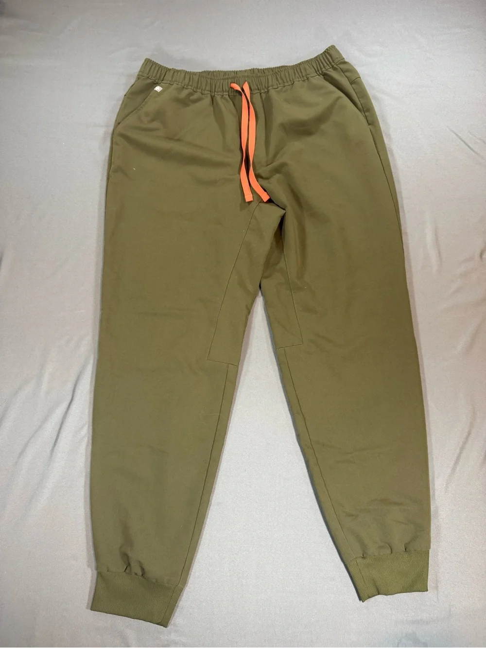 Figs Olive Green Tansen Men's Joggers with Orange Drawstring